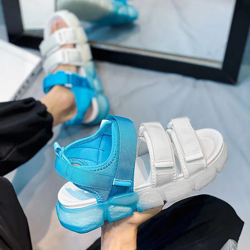 Korean Fashion Men Summer Sandals 2025 Beach Men's Platform Sandals Hook & Loop Luxury Designer Sandals Men sandalia masculina