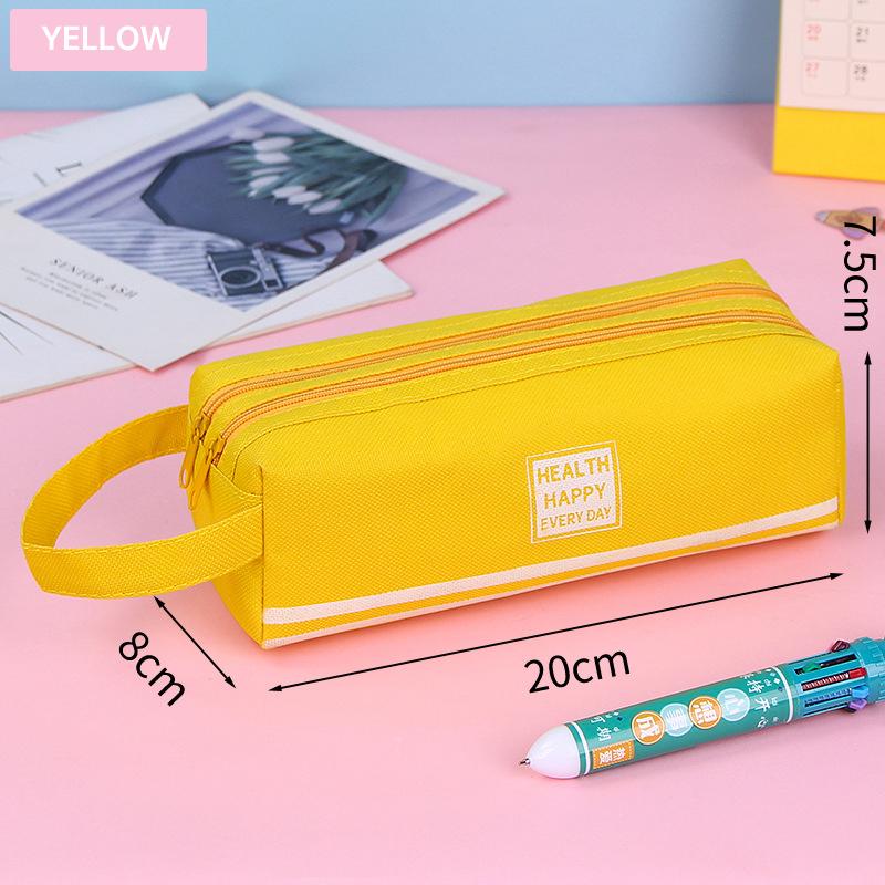 

Пенал с двойной молнией, портативная сумка для карандашей для студентов, обратно в школу, аниме для детей, девочек, сумка для хранения, канцелярские принадлежности, подарок жёлтый