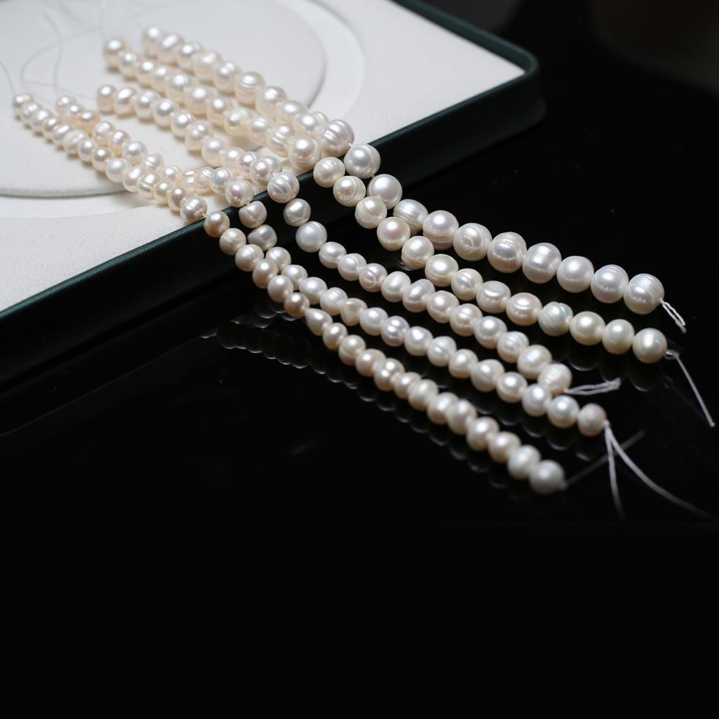 1String, Luxury Artificial Pearl White Beads, Boho Handmade Subcircular Beads for DIY Necklace Bracelet Anklet Jewellery Accessories Crafts Gifts 18cm