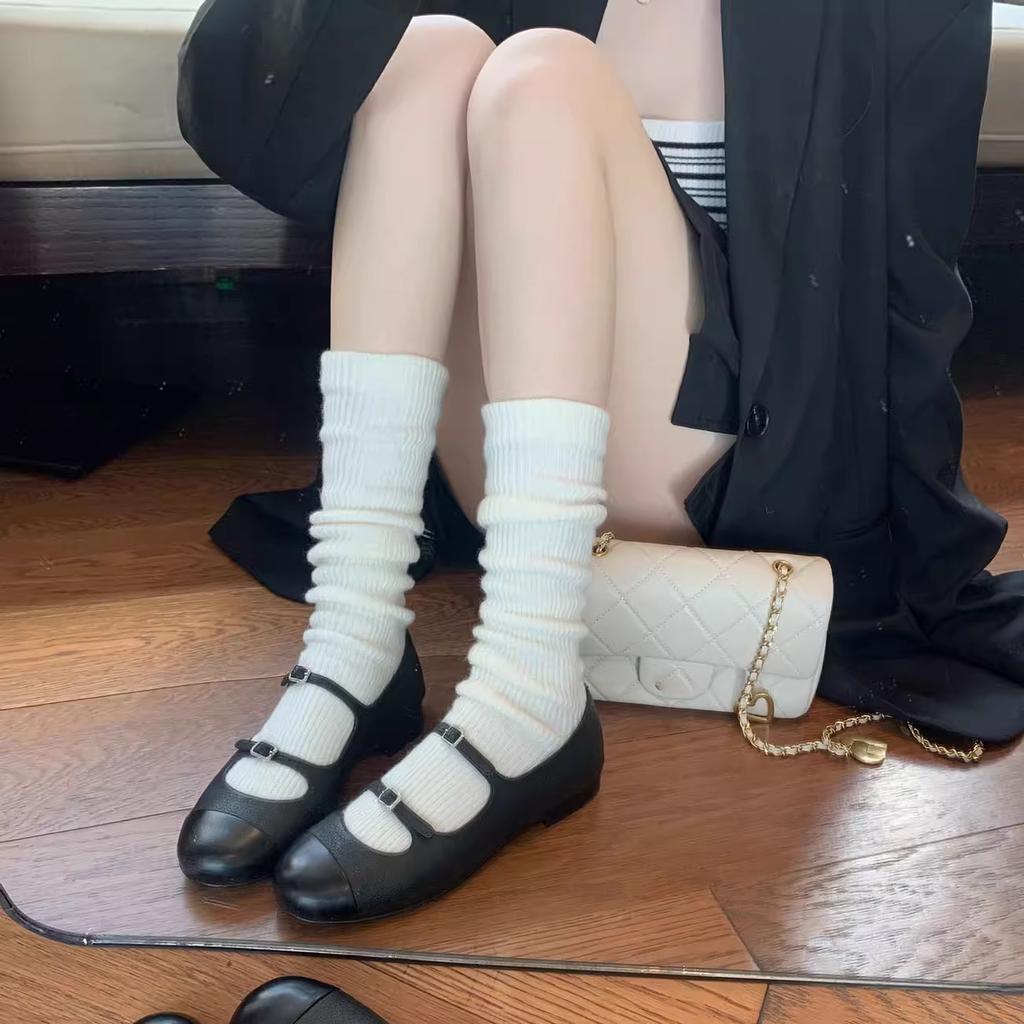 Sheepskin version~ leather inner height increase 5cm small French shallow mouth ballet single shoes women's retro Mary Jane shoes ladyshoes