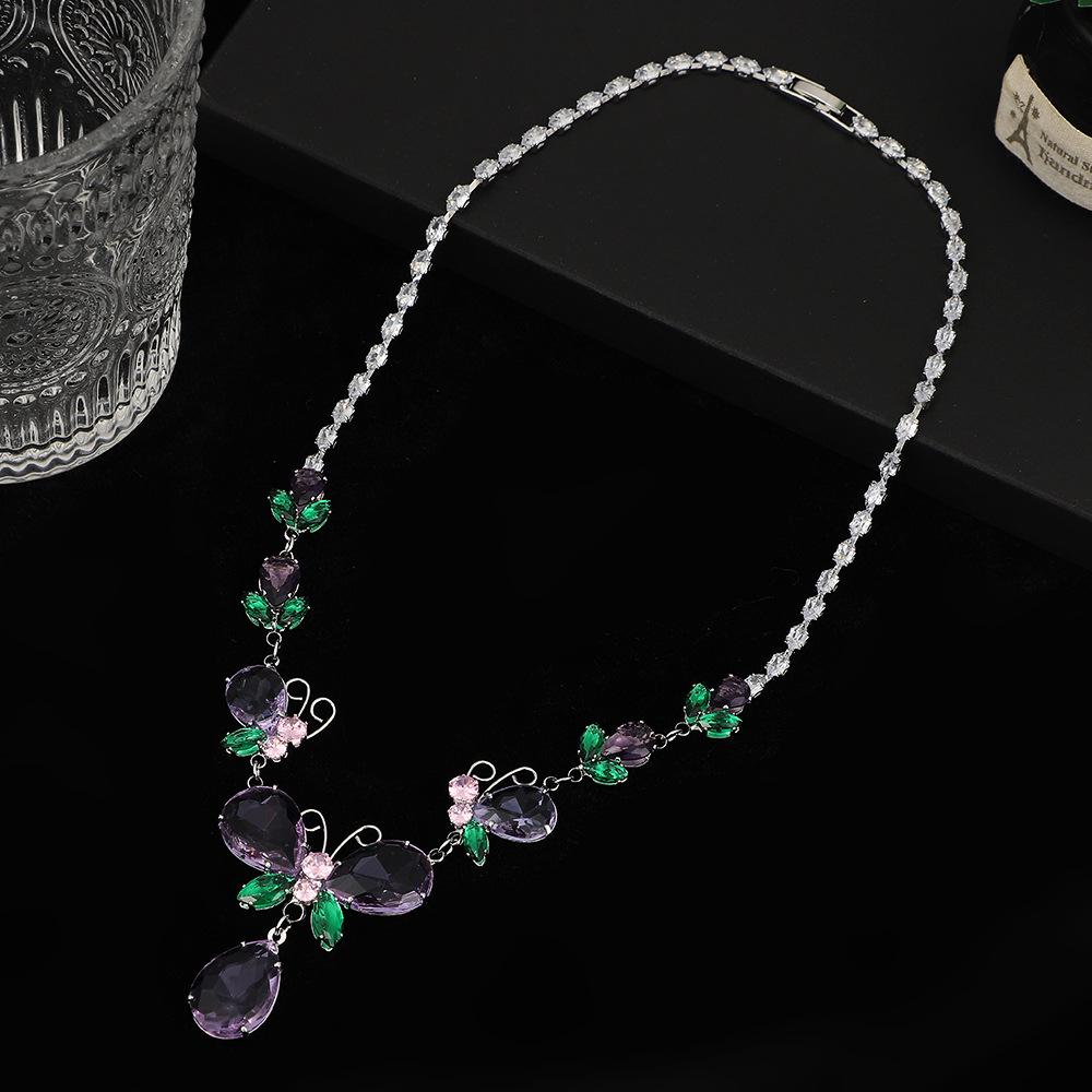 Yellow Butterfly Zircon Luxury Necklace and Earring Set: Versatile and Trendy Fashion Statement