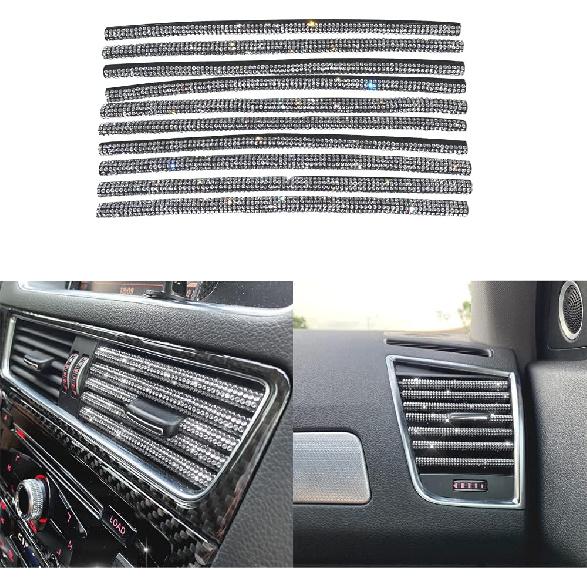 

10PCS Bling Car Air Conditioner Vent Outlet Trim Decoration Strips,Shiny U-Shape Moulding Trim Universal Fit for All Straight Air Vent Outlet (White) білий