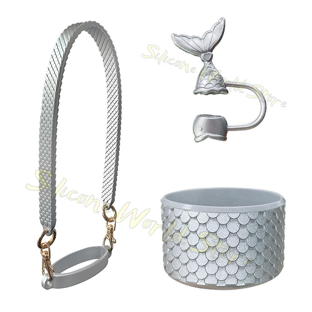SW 3PCS Cup Accessories Set for Stanley Silicone Straw Cover Cap Cup Boot Sleeve Cups Hanging Rope Water Bottle Handle Strap