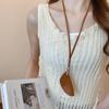 Hanging Neck Long Leather Necklace Sweater Chain Pu Leather Key Bag Crescent Moon Key Case  Women