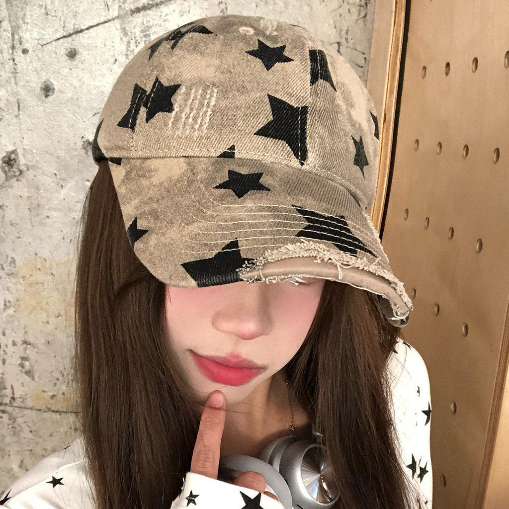 Bestickte Kappe mit Sternenhimmel und Sonnenschutz für lässige Streetwear und Sonnenschutz