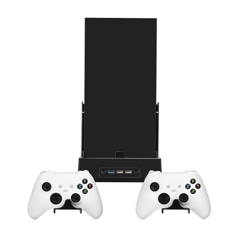 Wall Mount Bracket Kit for XB Series X Host Ventilation Cooler Fan Base with Two Controller Holders & 1x Headphone Rack