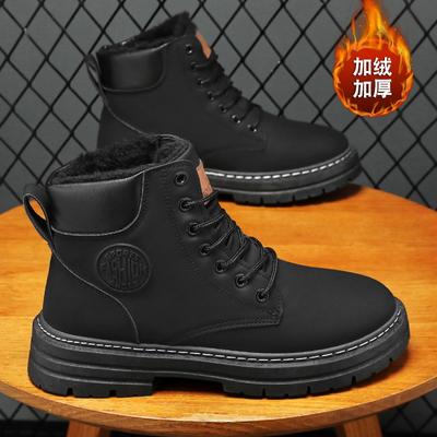 Winter Samt Martin Stiefel Herren High-Top Arbeitsschuhe Herren Trend vielseitig dicksohlig verdickt warme Baumwollschuhe kurze Stiefel