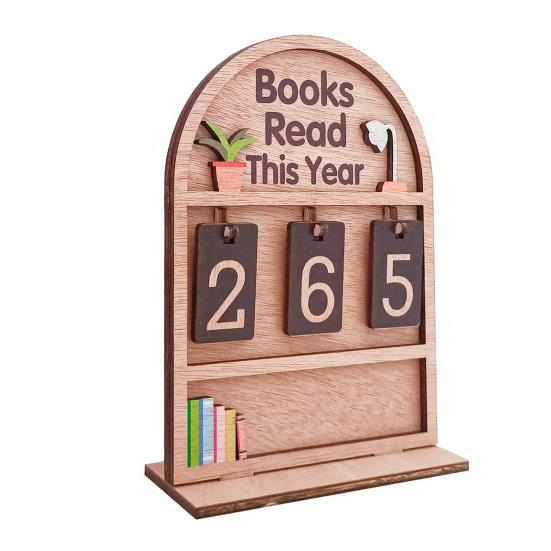 Book Read This Year Counter Wooden Sign Reading Tracker for Bookshelf Home Library Decor Book Lover Gift for Librarian Reader Teacher