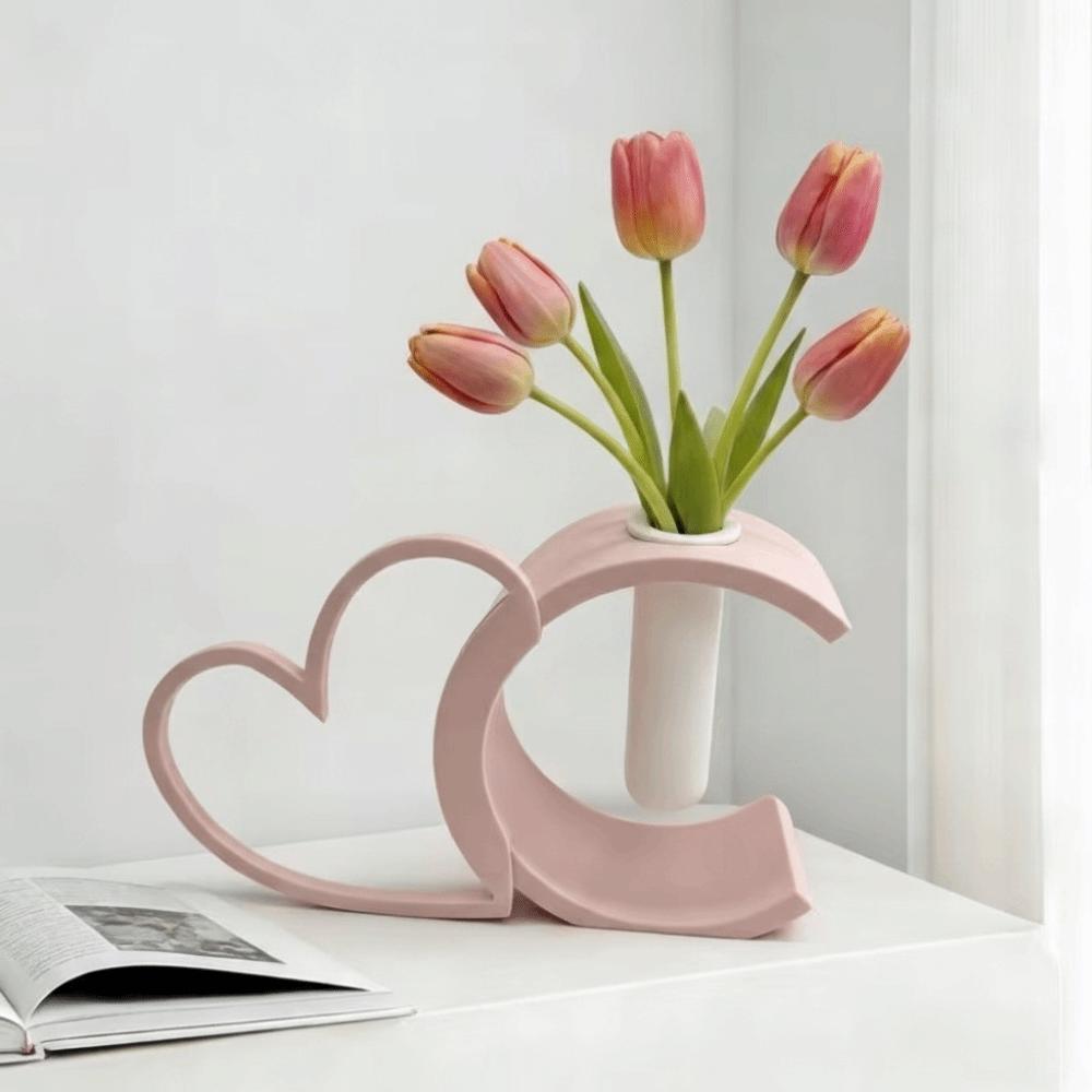 Modern Heart-shaped Vase Imitation Ceramic Hydroponic Vase Flower Vases  Dining Table