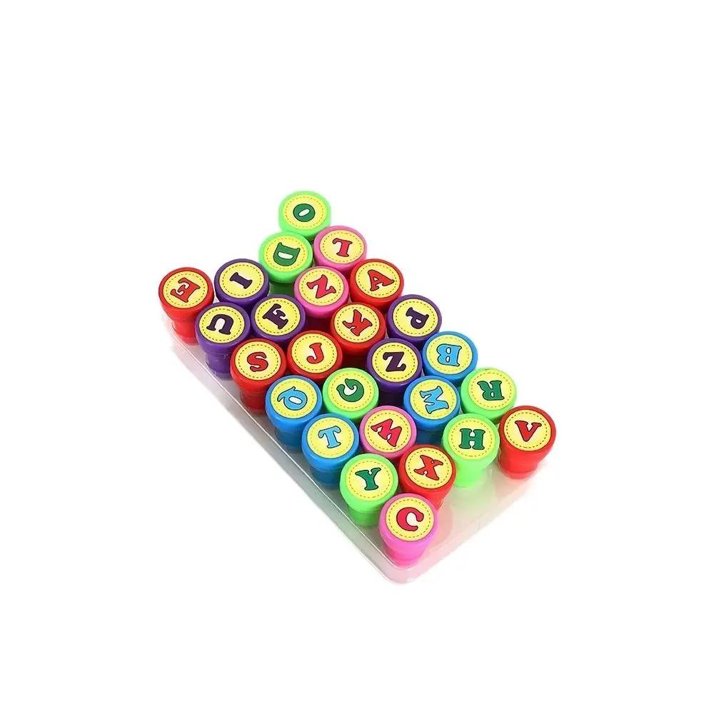 

Cartoon 26pcs Alphabet Letters round Stamp Playset Self-Inking Number Seal for Children s Arithmetic DIY Scrapbooking Teaching Aid