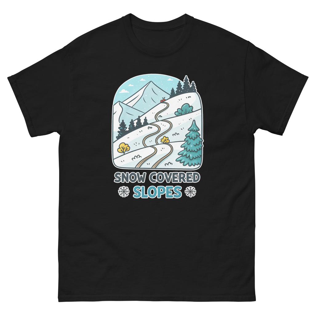 Snow Covered Slopes Mountain Ski Resort Town T-Shirt