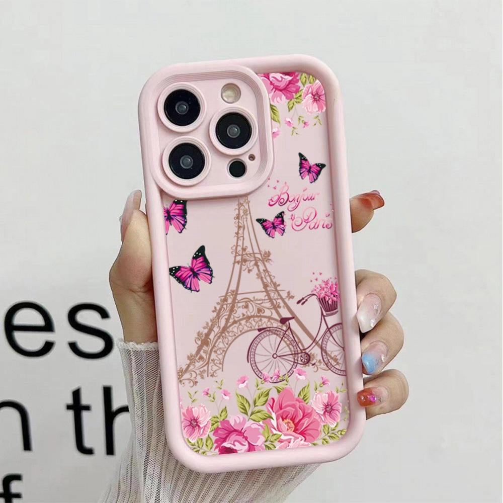 Applicable to Apple 16Promax European and American hot-selling soft case 14pm flower butterfly 15 painted IP13pm mobile phone case 11