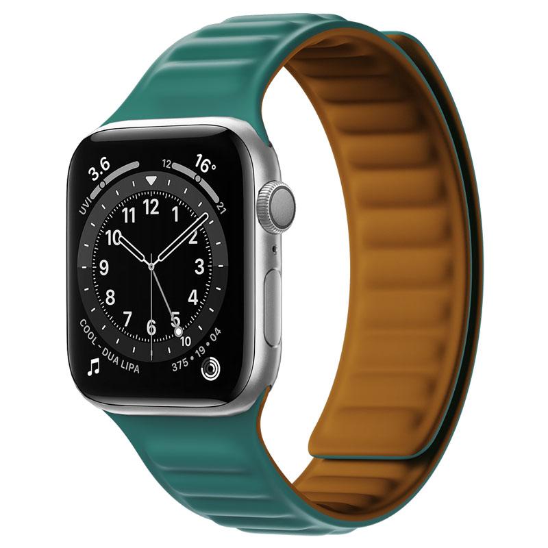 Silicone Link strap for Apple watch band 44mm 40mm 45mm 41mm 46mm 49mm Magnetic Loop bracelet iwatch series SE 7 8 9 ultra 2 10