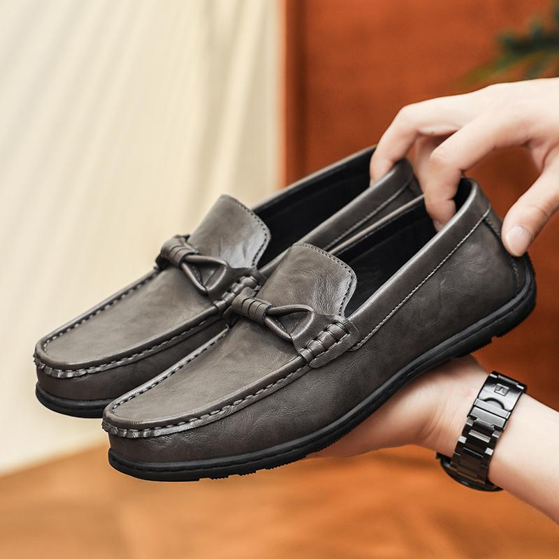 Fashion Flat Bottomed Anti Slip Comfort Low Top Loafers Lightweight Outdoor Driving Shoes Brand Business Office Men Leather Shoe