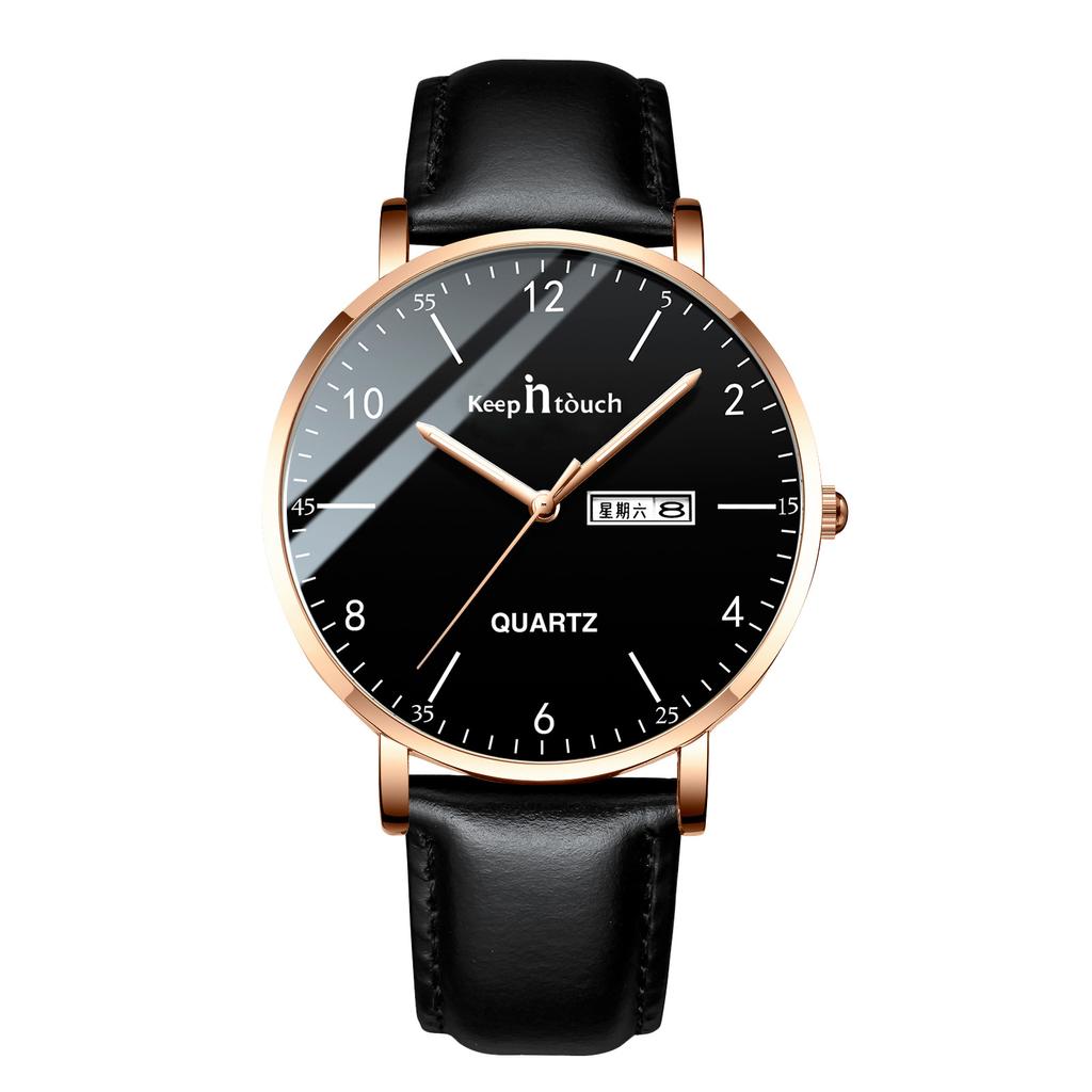 Silent Ultra-thin Men's Watch for Junior and High School Exams Men's Luminous Waterproof Quartz Watch for Young and High School Students