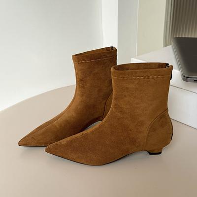2025 Fashion High Quality Pointed Toe Vintage Ankle Boots Sexy Thin Low Heel Women Warm Knight Slip On Party Shoes