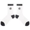 Thin Trendy Camellia Rose Embroidery Sweet And Comfortable Black And White Vertical Strip Pure Cotton Mid-Leg Socks