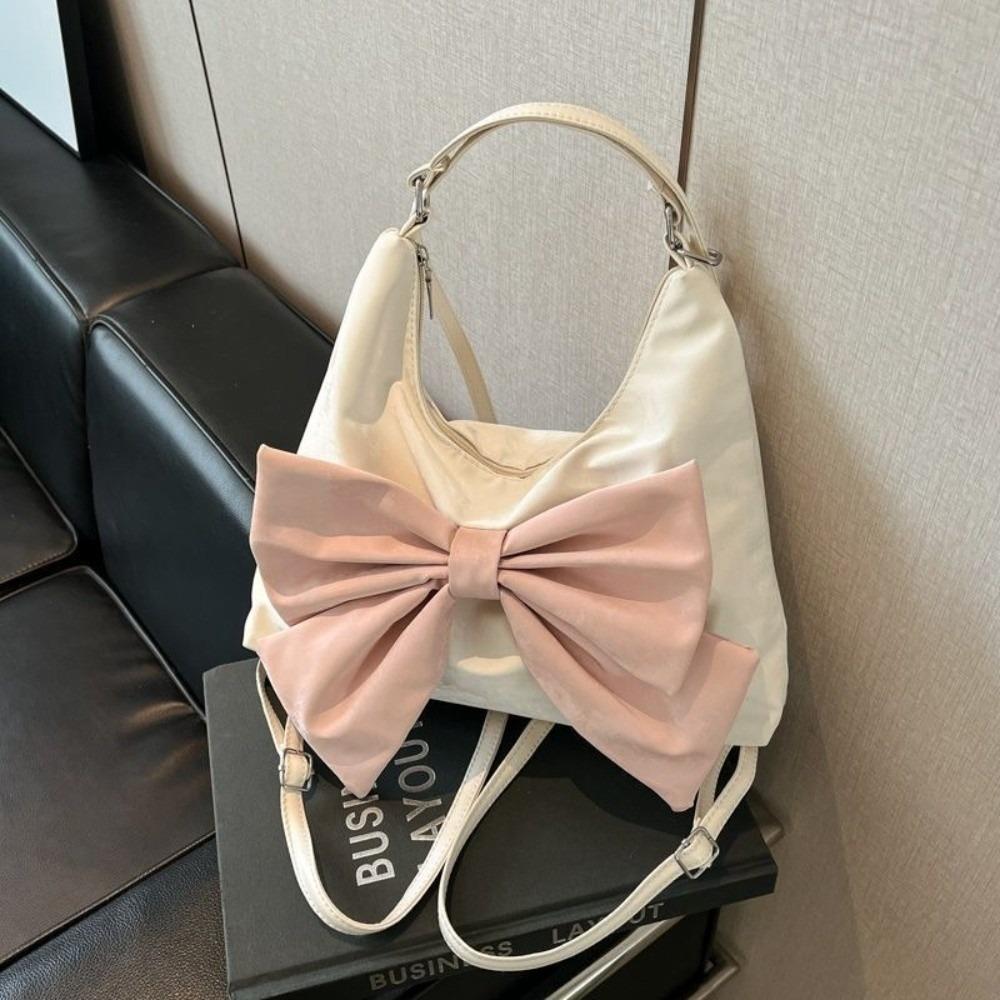 

Multifunctional Bow Shoulder Bag Y2K PU Backpack Portable Large Capacity Handbag Shopping белый
