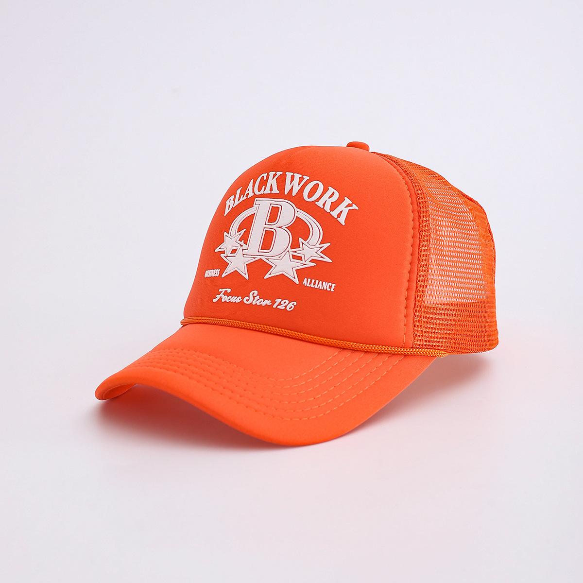 Letter B printed sun hat male and female couple net hat truck truck hat versatile breathable baseball cap Adjustable оранжевый