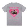 2026 Moo Deng Hold on Im Overstimulated Pink Heart Baby Hippo Funny Meme T Shirt Men Women Vintage Harajuku Cotton Tshirt