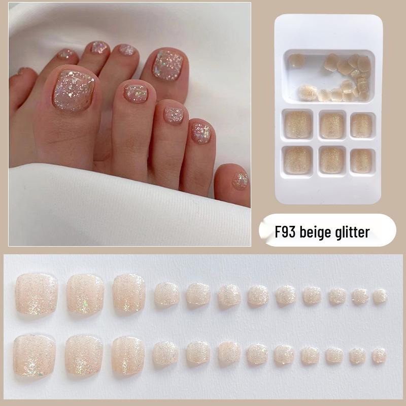 

Бежевые блестящие накладные ногти, 24 штуки - Съемный набор для ногтей на ногах