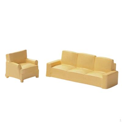 2 Pcs Dollhouse Sofa Miniature Furniture Furnishing Craft for 1/64 Scale DIY