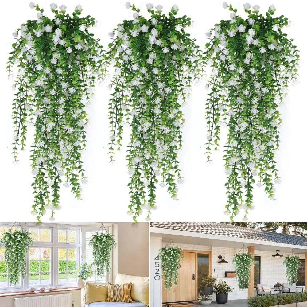 3Pcs Artificial Hanging Flower Fake Eucalyptus Plant Outdoor Home Garden Decor