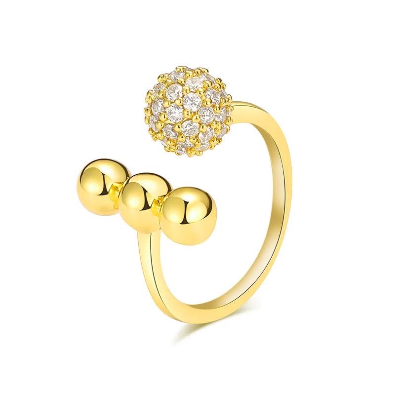 2026 18K Gold Plated Ring Women's Vintage Diamond Ins Simple French Light Luxury Index Finger Geometric Opening Irregular Ring Trend