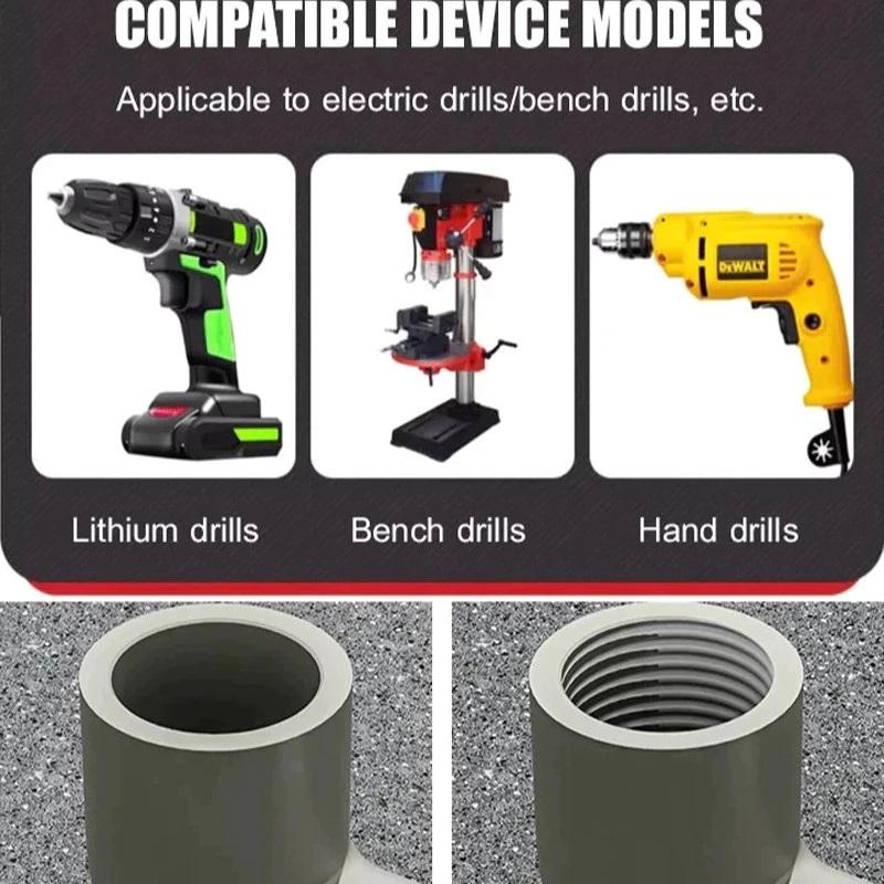 1/2" 3/4" Ppr Pvc Pipe Threader Kit Electric Drill Integrated Internal External Thread Cutting Tool