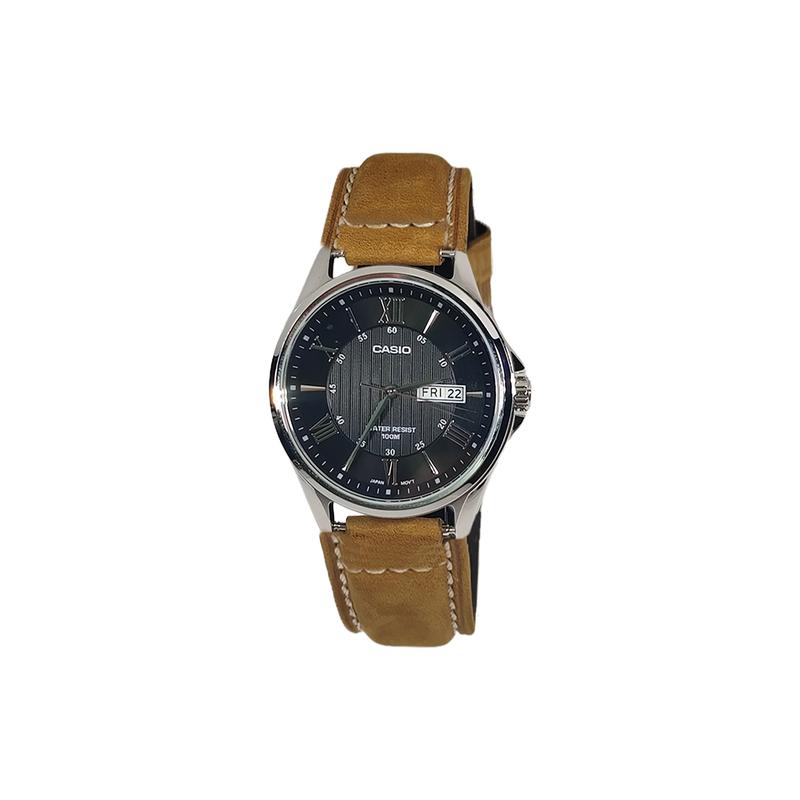 CASIO Customized watch modified series fashion trend life waterproof MTP-1384D-1A modified-Ink crown forged silver rein MTP -1384D-1A чёрный