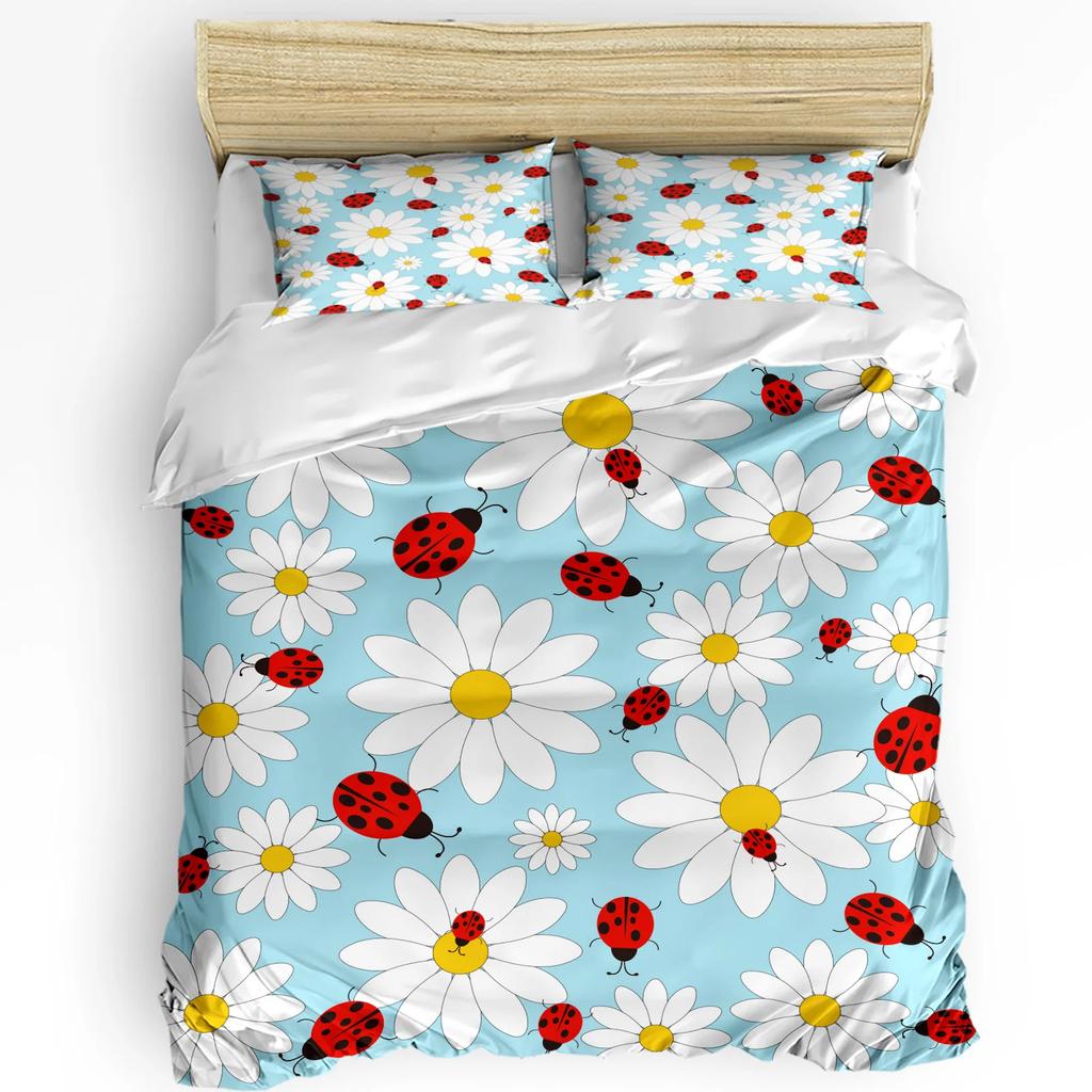 Daisy Flower Butterfly Bushes 3pcs Bedding Set For Double Bed Home Textile Duvet Cover Quilt Cover Pillowcase
