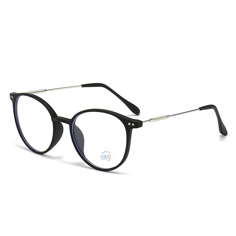 Anti-Blue Light Plain Glasses Ultra-Light Blush Cold Brown Color Korean Anti Radiation Eyeglasses Round Metal Frame