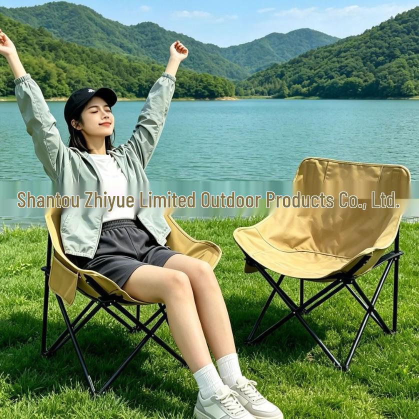 Portable Folding Camping Picnic Table & Chair Set with Moon Chair Roll-up Table