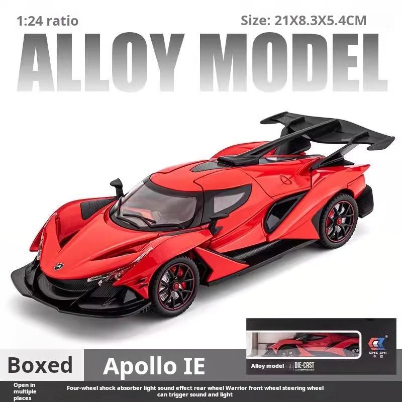 1/24 Scale Apollo IE Supercar Alloy Limousine Diecast Car Model Toy Sound Light Pull Back Kid Birthday Gift Collect Home Decorat