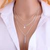 European & American Multi-layer Necklace with Copper Bead Chain, Sequin & Metal Strip - Trendy, Fashionable Jewelry