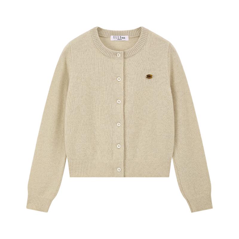 ELLE KIDS Girls' 95% Wool Round Neck Knit Cardigan