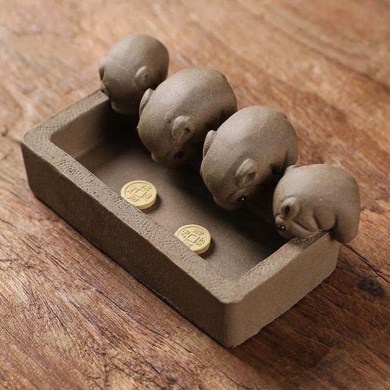 Mini Handmade Zisha Clay Pig Tea Pet