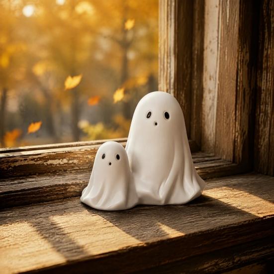 Halloween Gift for Kids Ghost Gnome Figurines, Resin Tabletop Decoration, Cute Party Supplies Statue, Decorative Ornaments Indoor Outdoor Home