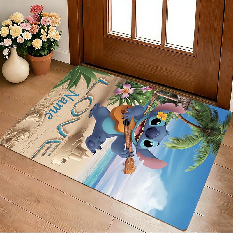 Custom Name Luna's Stitch Living Room Non-Slip Area Rug Soft Carpet for Bedroom Kids Playroom Sofa Office Home Decor Doormat