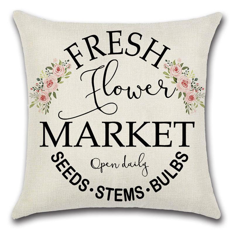 Pillow Case Spring Throw Pillow Case Flower Truck Farm Print Home Decor Cushion Cover Back Cushion