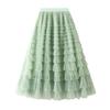 Fairy White Tulle Pleated Long Midi Skirt for Women - Spring/Autumn 2024 Collection.