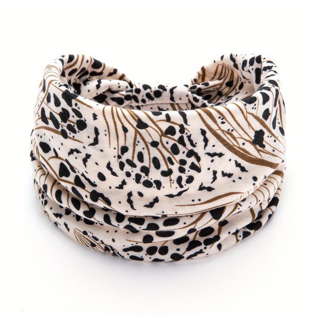 Leopard Print Knotted Elastic Headband: Autumn/Winter Hot Girl Style, European & American, Wide-Brimmed, Sweat-Absorbing Sports Headscarf