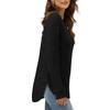 Womens Long Sleeve Tops Plus Size Crew Neck Jumpers Solid Color Side Spilt Pullover T-Shirt Tunic Shirt