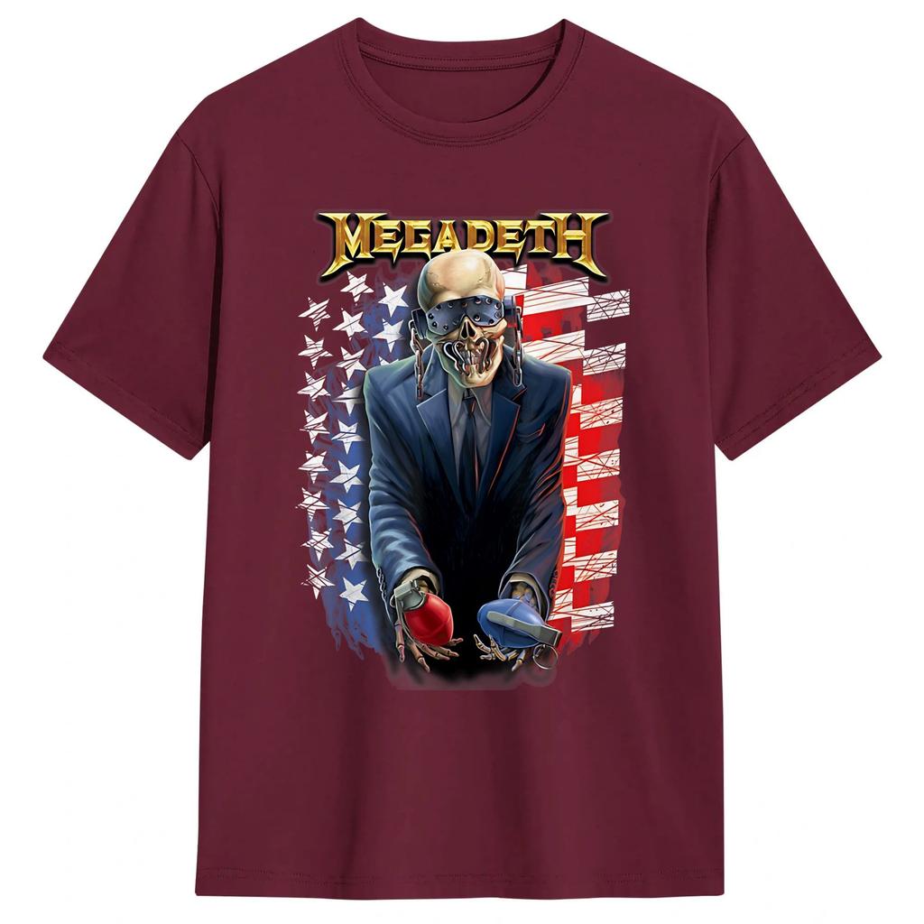 Vic Rattlehead Megadeths Pure Cotton T Shirt For Unisex Beach Y2K Retro TShirts Round Neck Hip Hop Tees Oversize Clothes