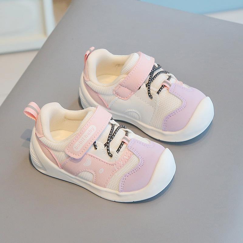 

Новые первые шаги Осень Универсальный комфорт Обувь для девочки Мягкая подошва Нескользящая Дышащая Повседневная обувь Простая мультяшная обувь для мальчика 19insole12.5cm розовый