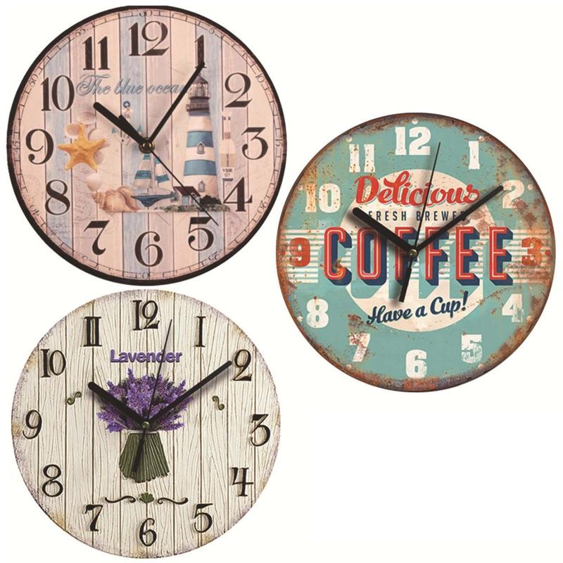 Wood Color Wall Clock Silent Non Ticking 9 Inch Battery Operated Round Easy To Read Clock for Home/Office/Kitchen