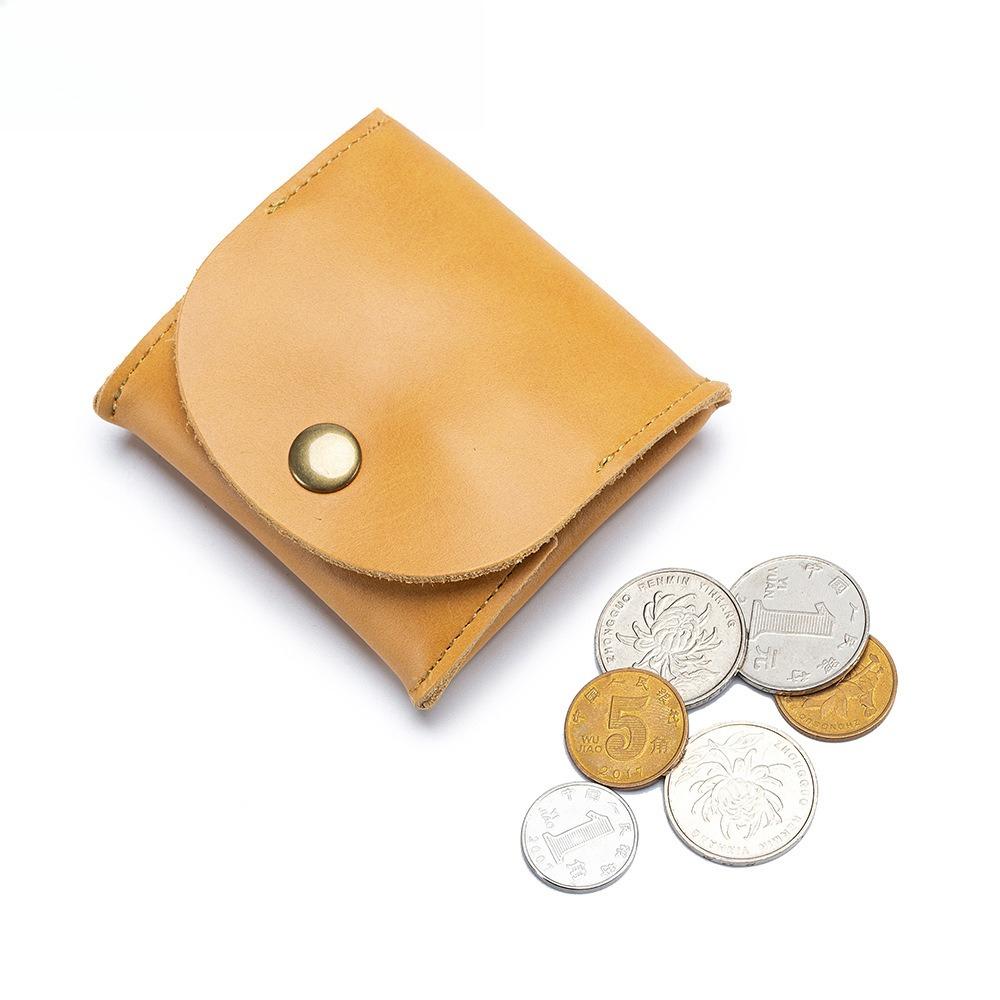 Leather Japanese-style Small Money Bag, Cowhide Coin Bag, Mini Earphone Bag.