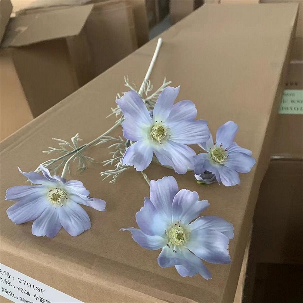 Artificial Gesang Flower Single Branch 4 Fork Queen Cosmos Fake Flower Silk Flower Bouquet Living Room Wedding Home Decoration