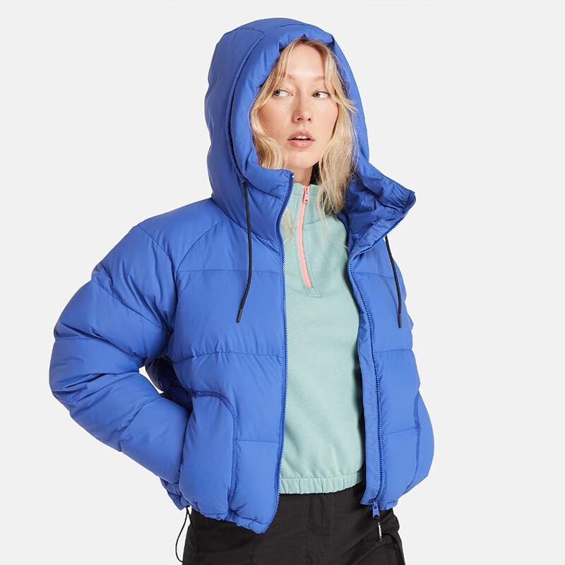 Timberland Solid Color Outdoor Casual Warm Water-Resistant Hooded Jacket Women Jackets Bright-Blue A6HHH-G58