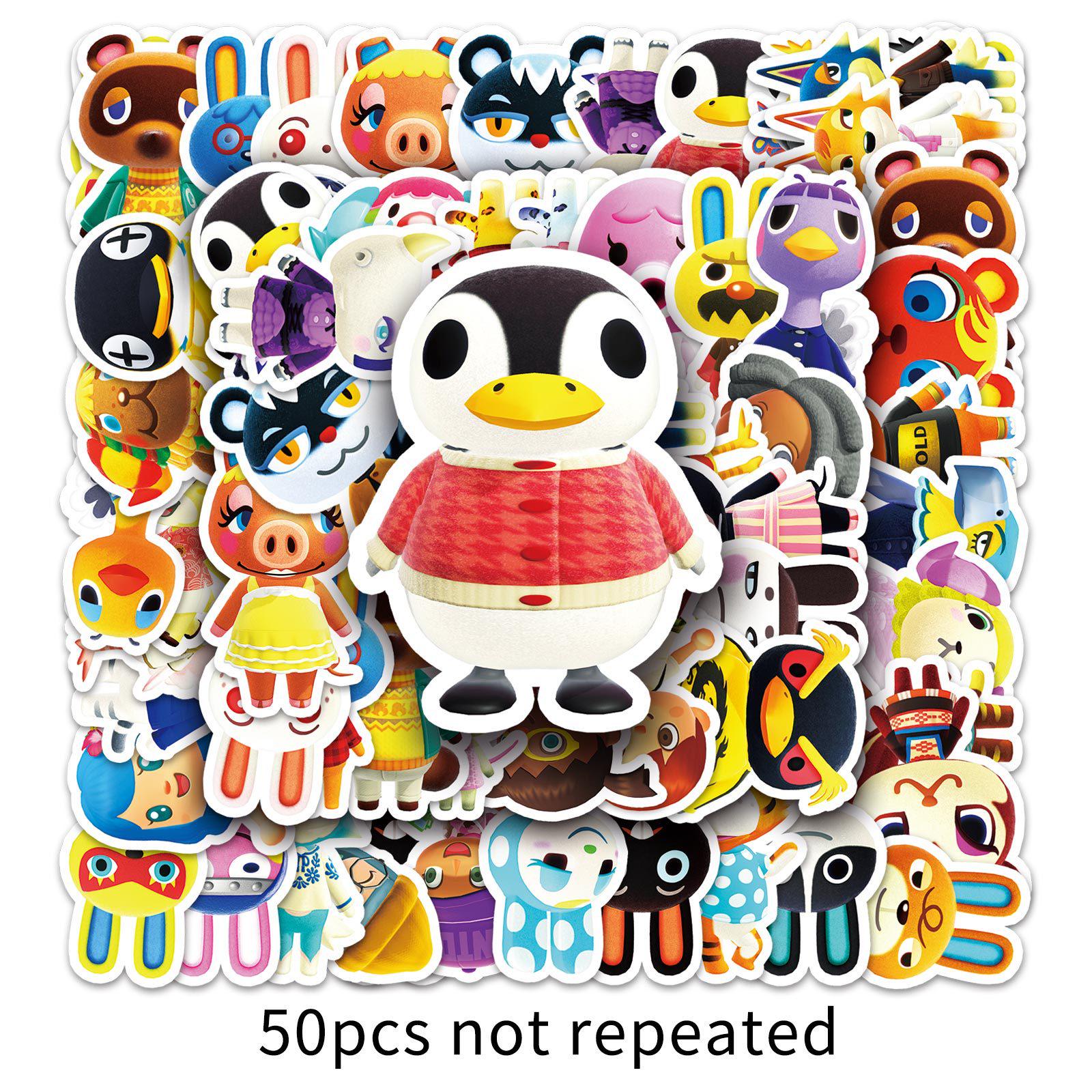 50PCS Waterproof Animal Crossing Cartoon Stickers for Suitcase, Laptop, Scooter, Car
